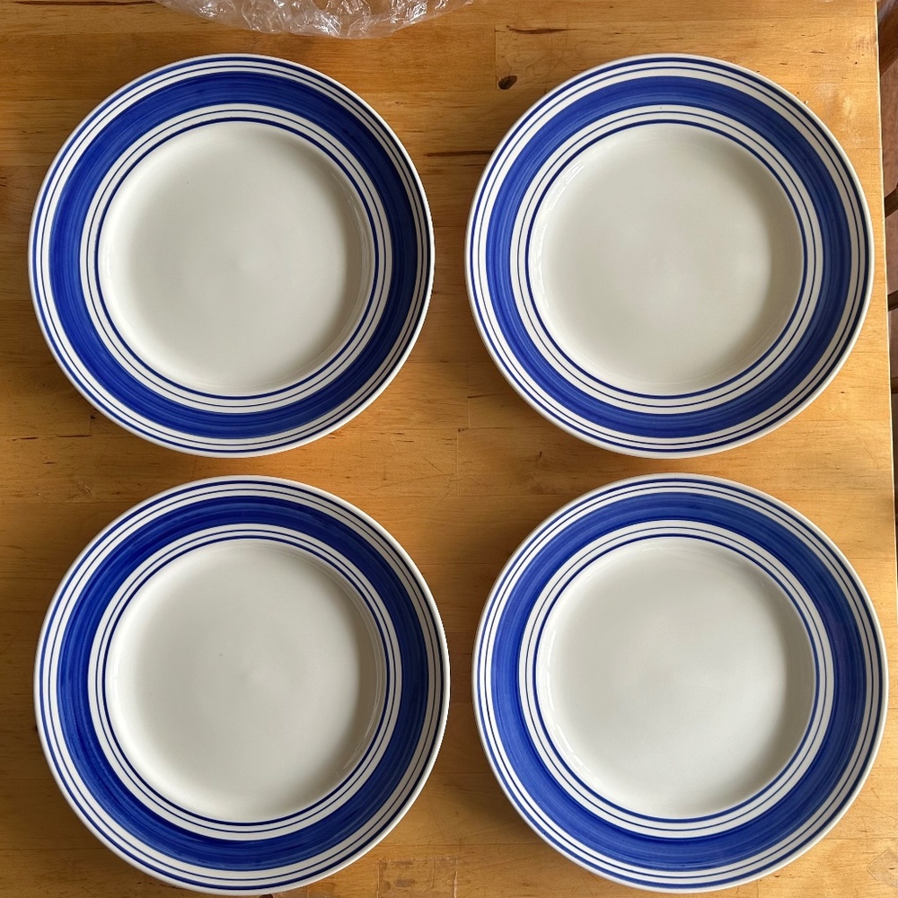 Blue FARMSTEAD TICKING Ralph Lauren, 4 Dinner plates